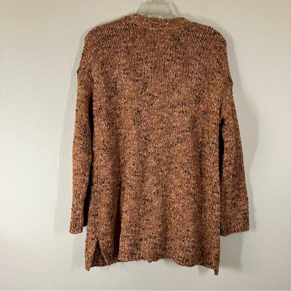 J JILL Chunky Cotton Open Front Cardigan‎ L Slouchy Casual Sweater Autumn Boho